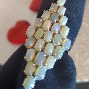 WHITE OPAL multi gemstones ring